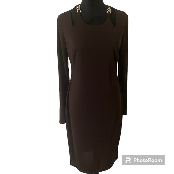 Ralph Lauren Chain-Trim Cutout Jersey Dress Women size 4 - Picture 3 of 11